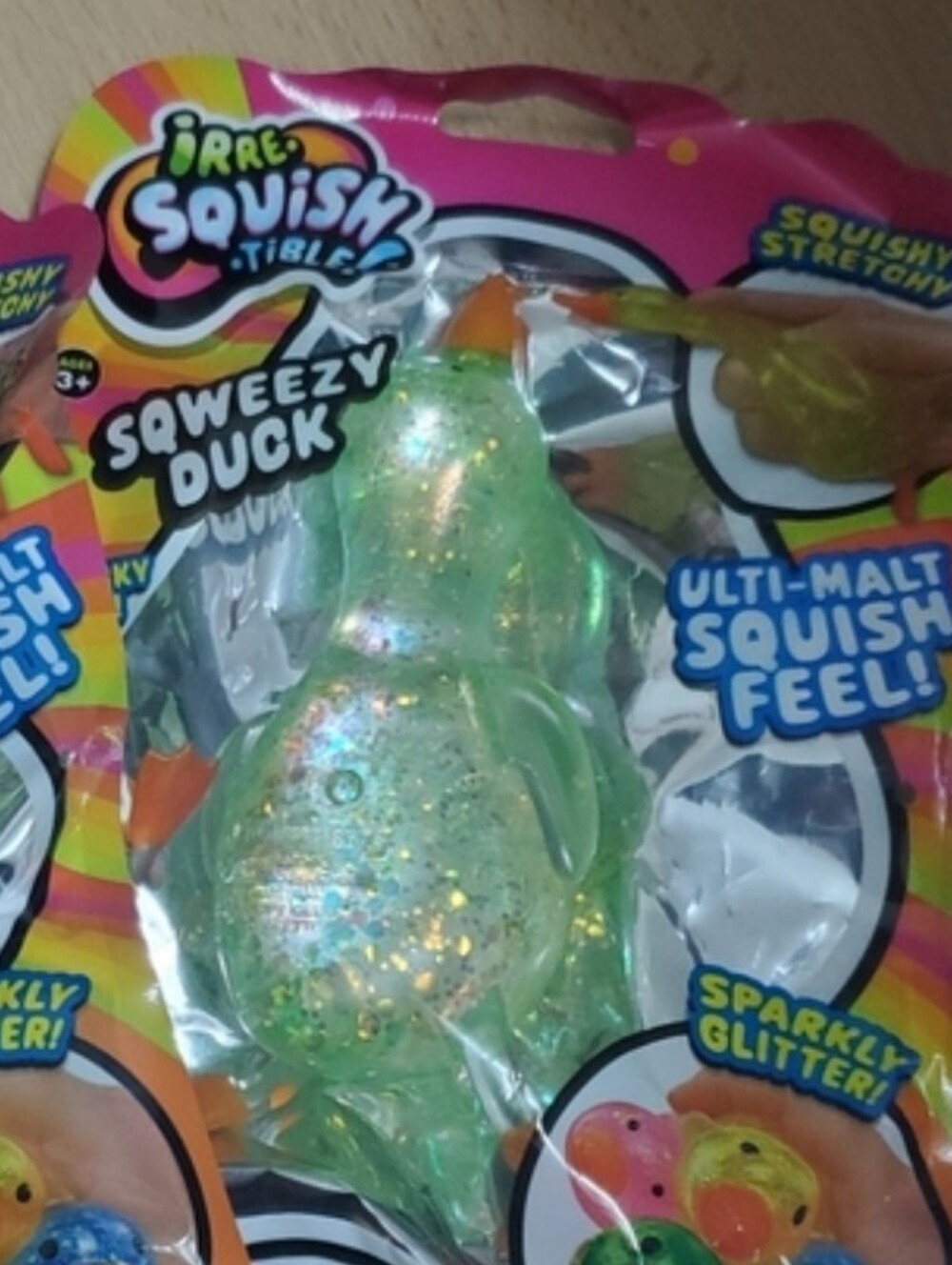 Squishy Stretchy Green Glitter Duck